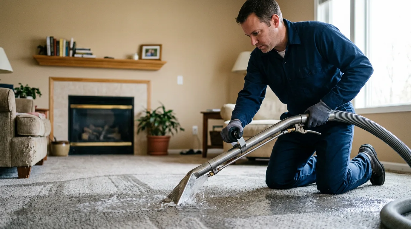 Water damage restoration technician working near New Market, IN